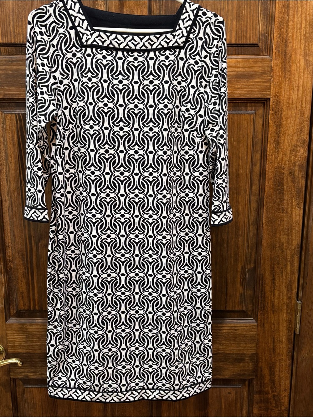 Talbots Black & White Patterned Sheath Dress